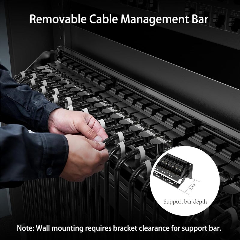 Jadaol [UL Listed] 48 Port Patch Panel Rackmount or Wall Mount 19-Inch, 2U Cat 6 Network Panel Preloaded with 48 Keystone Couplers Plus 2 Spare, 10Gbps Ethernet Panel with Cable Management & Back Bar - Image 3